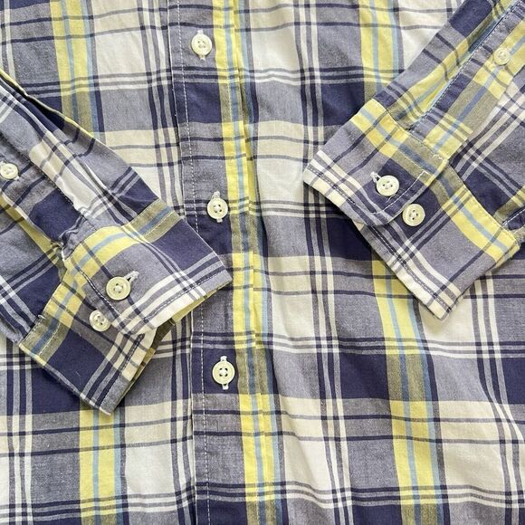 Brooks Brothers 346 Button Down Mens Blue Yellow White Check Plaid Polo Shirt L - Picture 3 of 9